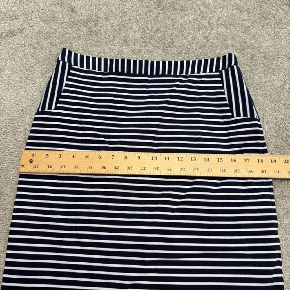 Margaret M Knee Length Pencil Skirt Womens Large Navy White Striped Work Casual - Picture 8 of 15
